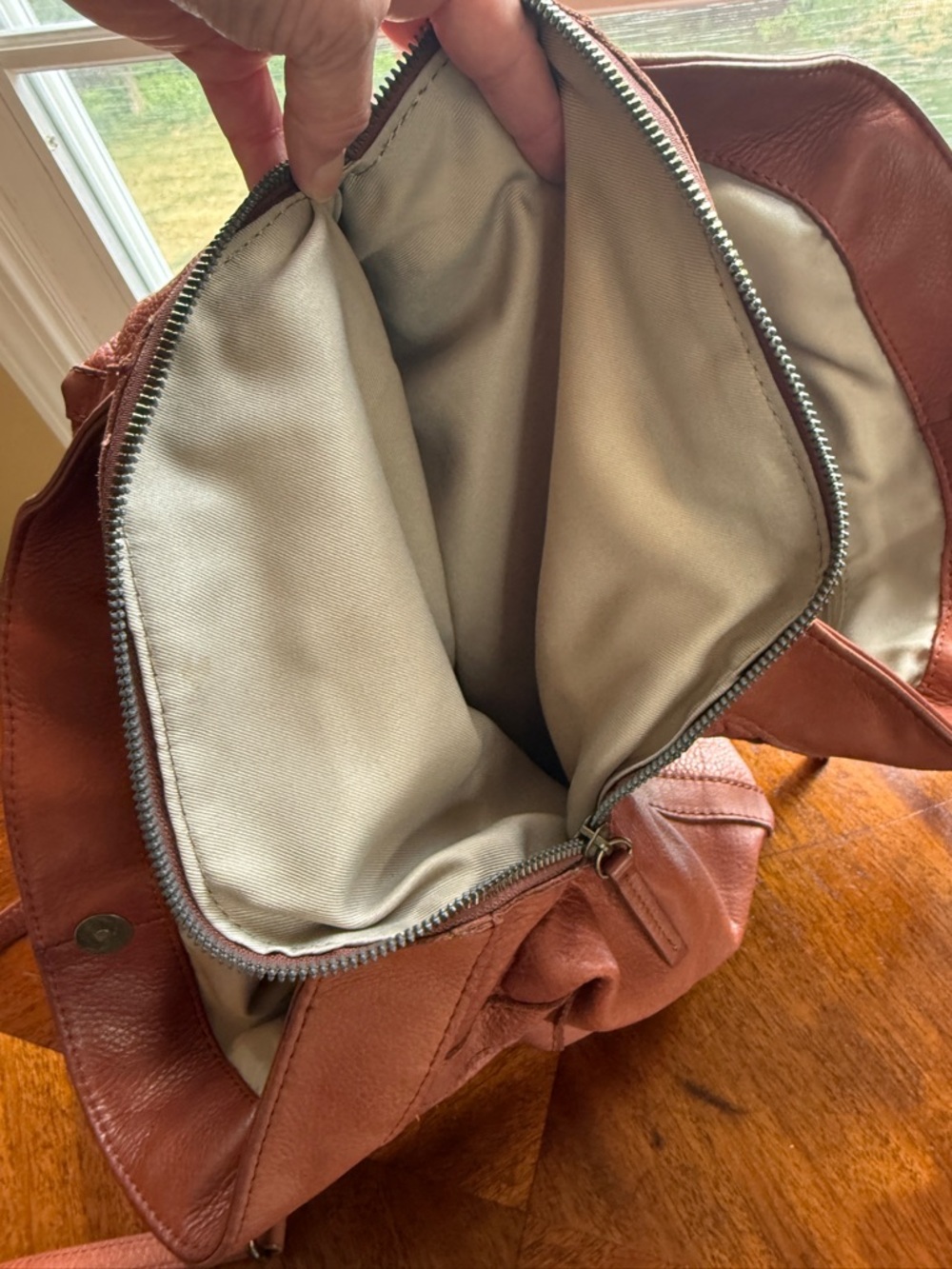 American Leather Company Triple Entry Leather Satchel - Picture 10 of 16